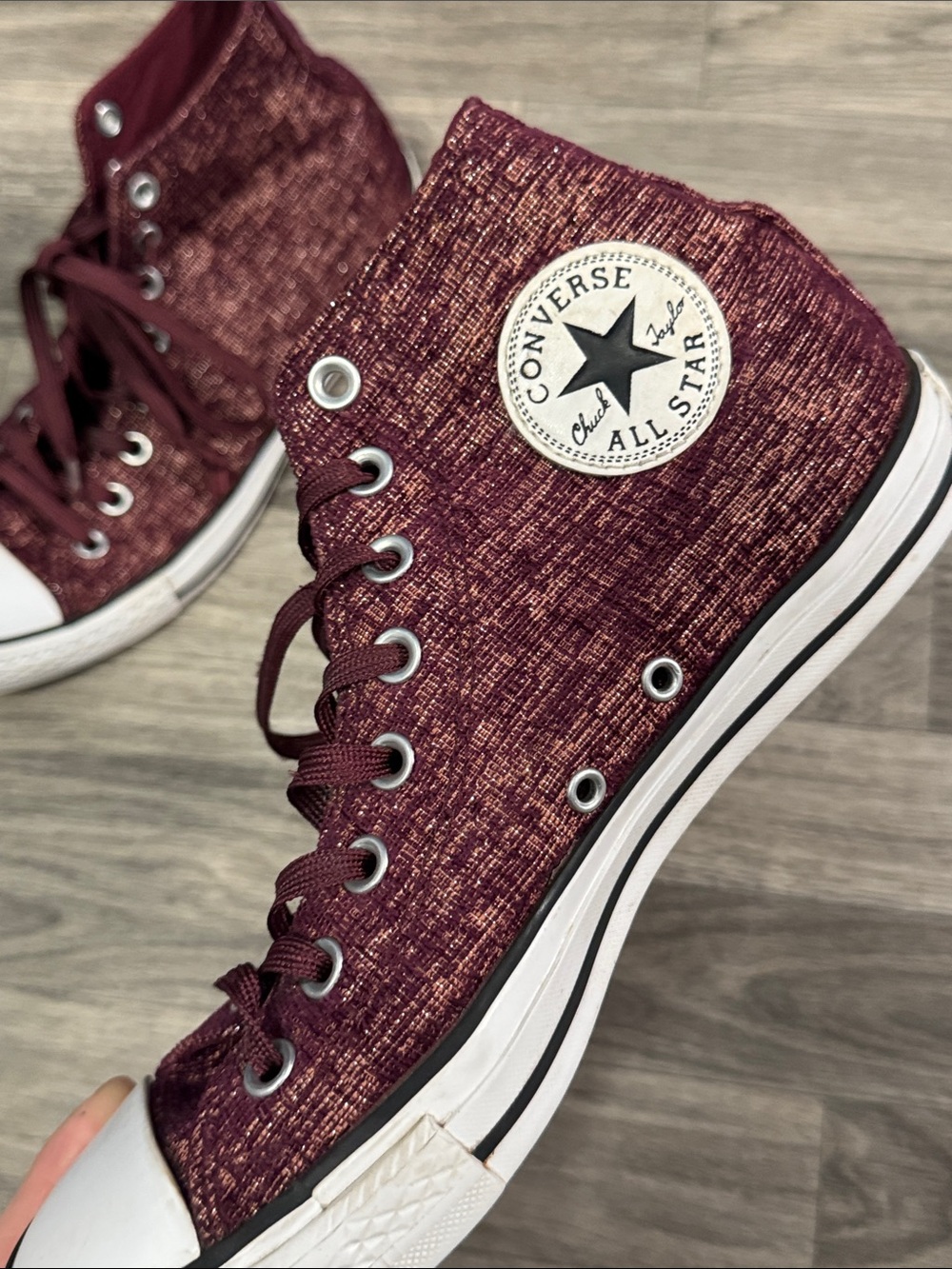 Converse Chuck Taylor All Star Sparkle Knit high top sneakers women’s sz 9.5 - Picture 13 of 15